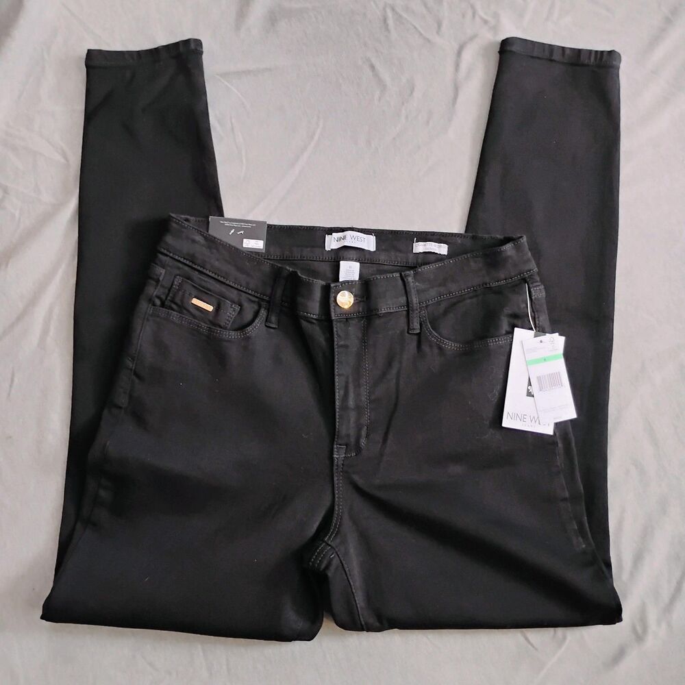 Nine West Jeans Womens 8 Black Cigarette Mid Rise Skinny 28 Inseam Stretch